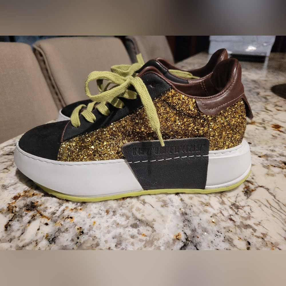 A.S.98 HANNIE Sparkle GOLD Sneakers 7
